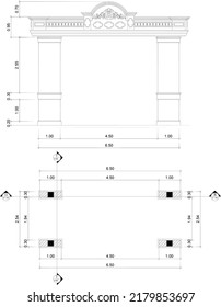 sketch and view of the gate building