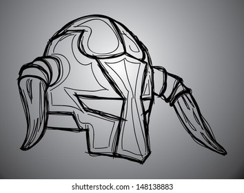 sketch viking helmet