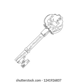 sketch, vintage key