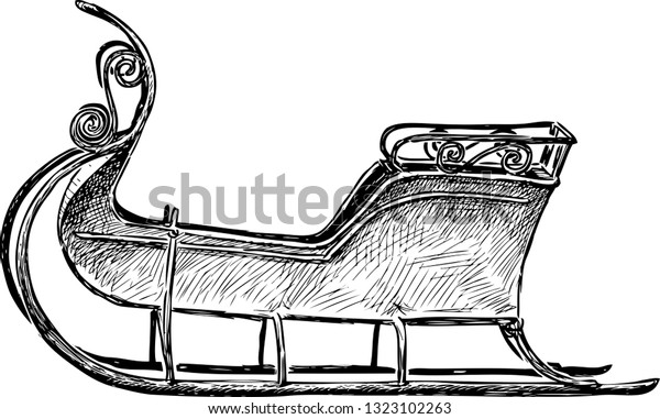 Sketch Vintage Sleigh Stock Vector (Royalty Free) 1323102263 | Shutterstock