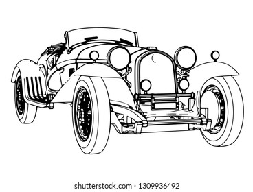 Old Vintage Outline Car Drawing Vector Stock Vector (Royalty Free ...