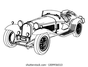 Vintage Sport Car Vector Stock Vector (Royalty Free) 1311116258 ...