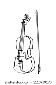 Sketch Of Violin With Bow Vector