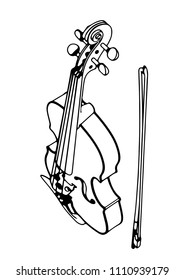 sketch of violin with bow vector