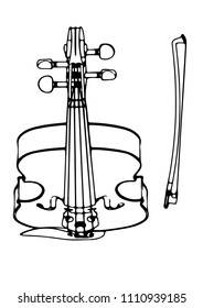 sketch of violin with bow vector