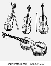 Sketch of violin. Hand drawn illustration converted to vector