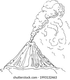 sketch  volcano.    landscape vector illustration