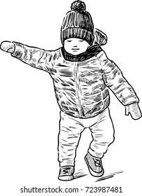 sketch of a walking baby