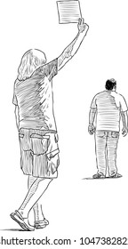 Sketch of a walking greyhound