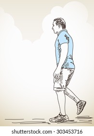 Skizze des Wandermanns Handgezeichnete Illustration