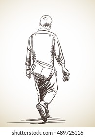 Sketch of walking man, Hand drawn illustration