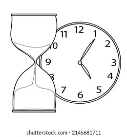 Sketch watches. Sand watch, mechanical watches.  In hand-drawn style. Vector illustration