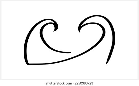 Sketch water wave clipart isolated. Hand drawn art line. Vector stock illustration. EPS 10