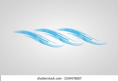 Sketch Water Wave. Surf Logo. Vector Isolated On Gray Background.Hand Drawn Water Wave Sketch Icon. For Water Logo,Sign, Symbol, Surfing Icon, Sea And Ocean Logo.Abstract Ocean Waves Sketching Concept