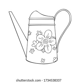 Sketch watering can for the garden. Watering can isolated on a white background. Vector illustration