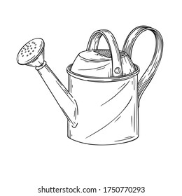 Sketch watering can for the garden. Watering can isolated on a white background. Vector illustration