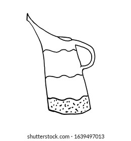 Sketch watering can isolated on the white background. Vector element for design. Garden tool.