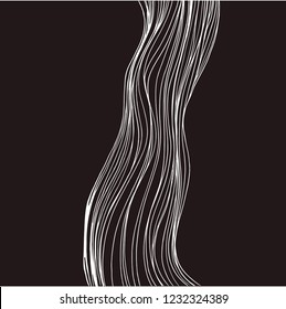 Sketch waves isolated on black background. Vector album cover design, coloring book, anti-stress. wedding invitations, cards, business cards.