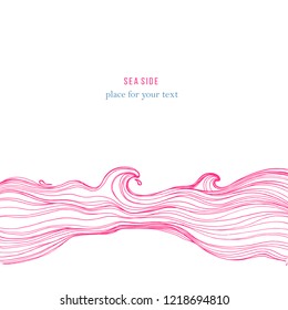 Sketch waves isolated on white background. Vector album cover design, coloring book, anti-stress. wedding invitations, cards, business cards.