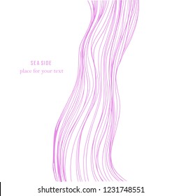 Sketch waves isolated on white background. Vector album cover design, coloring book, anti-stress. wedding invitations, cards, business cards.