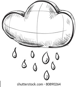 Sketch weather icons: cloud with rain drops