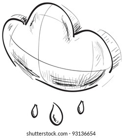 Sketch weather icons:cloud with light rain