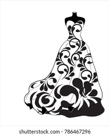 sketch of a wedding flower dress on a dummy