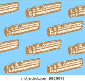 Sketch whistle, vector vintage seamless pattern