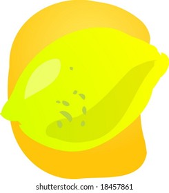 Sketch of whole fresh lemon, fruit illustration