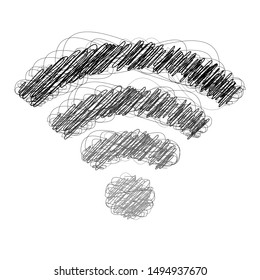 Sketch of wifi internet signals icon scribble wifi signals icon line art vector design on white background 