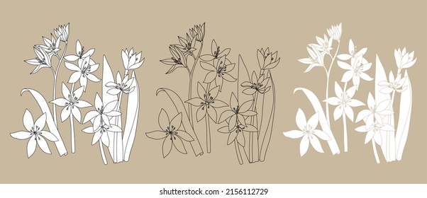 Sketch of wild flowers on a beige background. Bell. Hand drawn vector illustration
