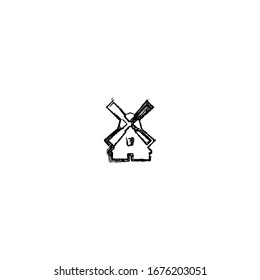 dibujo del diseño de dibujos animados de molinos de viento