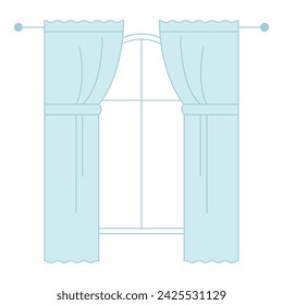 Sketch of a window with curtains Vector illustration
