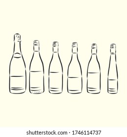 Sketch wine bottle . wine bottle, vector sketch illustration