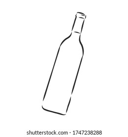 Esbozar botella de vino. botella de vino, ilustración de esbozo vectorial
