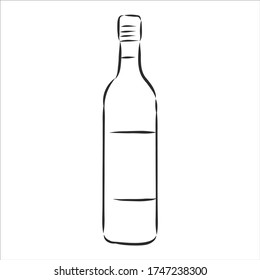 Sketch wine bottle . wine bottle, vector sketch illustration