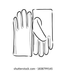 Sketch of winter gloves, vector illustration isoltaed on white background, pair of gloves, gloves, vector sketch illustration