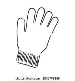 Esbozo de guantes de invierno, ilustración vectorial aislada sobre fondo blanco, par de guantes, guantes, ilustración de esbozo vectorial