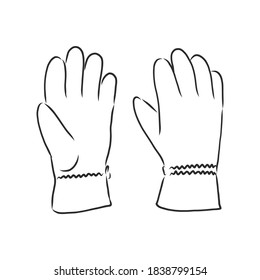 Sketch of winter gloves, vector illustration isoltaed on white background, pair of gloves, gloves, vector sketch illustration