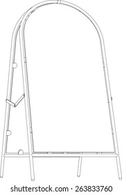 Sketch of wire-frame sidewalk sign. Perspective view. Vector illustration rendering of 3d