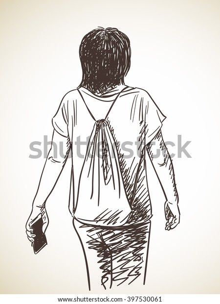 Sketch Woman Back Hand Drawn Vector Stock Vector (Royalty Free) 397530061