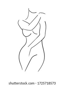 Sketch of woman body. Line art. Vector Illustration