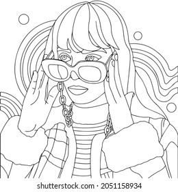 Sketch Woman Coloring Pages Adults Beautiful Stock Vector (Royalty Free ...