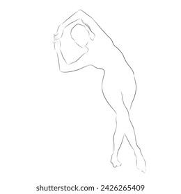 sketch of a woman doing dance and gymnastics movements on a white background