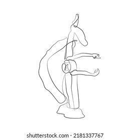 sketch of a woman in a dress ballet pose dancer gymnast line art continuous art icon girl isolated on white