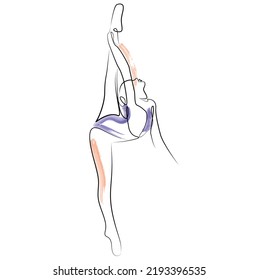 boceto de una mujer en un ballet de vestir pose bailarina línea arte de la acuarela de la hila acuarela de la chica aislada en blanco