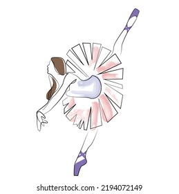 boceto de una mujer en un ballet de vestir pose bailarina línea arte de la acuarela de la hila acuarela de la chica aislada en blanco