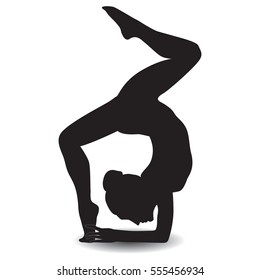 sketch woman gymnast handstand on a white background design element for sports yoga dance vector