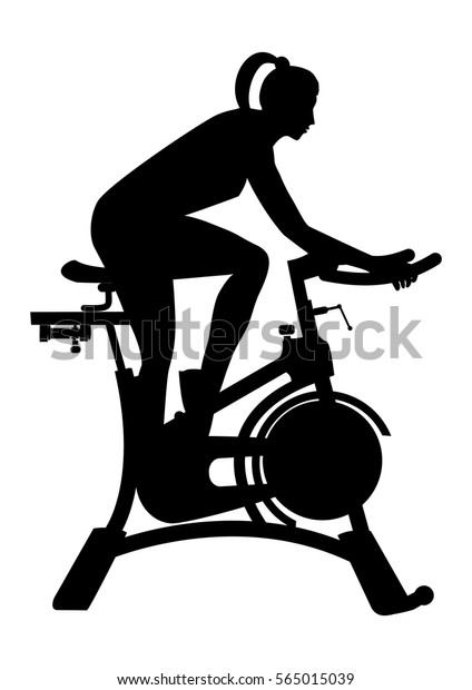 Sketch Woman On Exercise Bicycle Isolated Stock Vector (Royalty Free ...