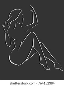 Sketch Woman Silhouette Stok Vektör (Telifsiz) 764152384 | Shutterstock